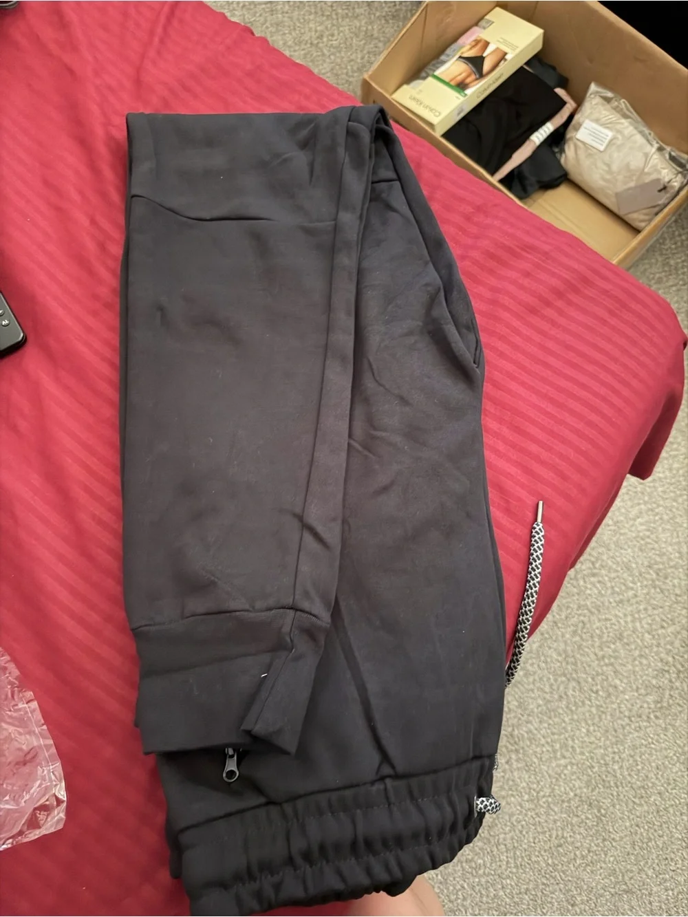 Black Jogger Sweatpants with Contrast Drawstring